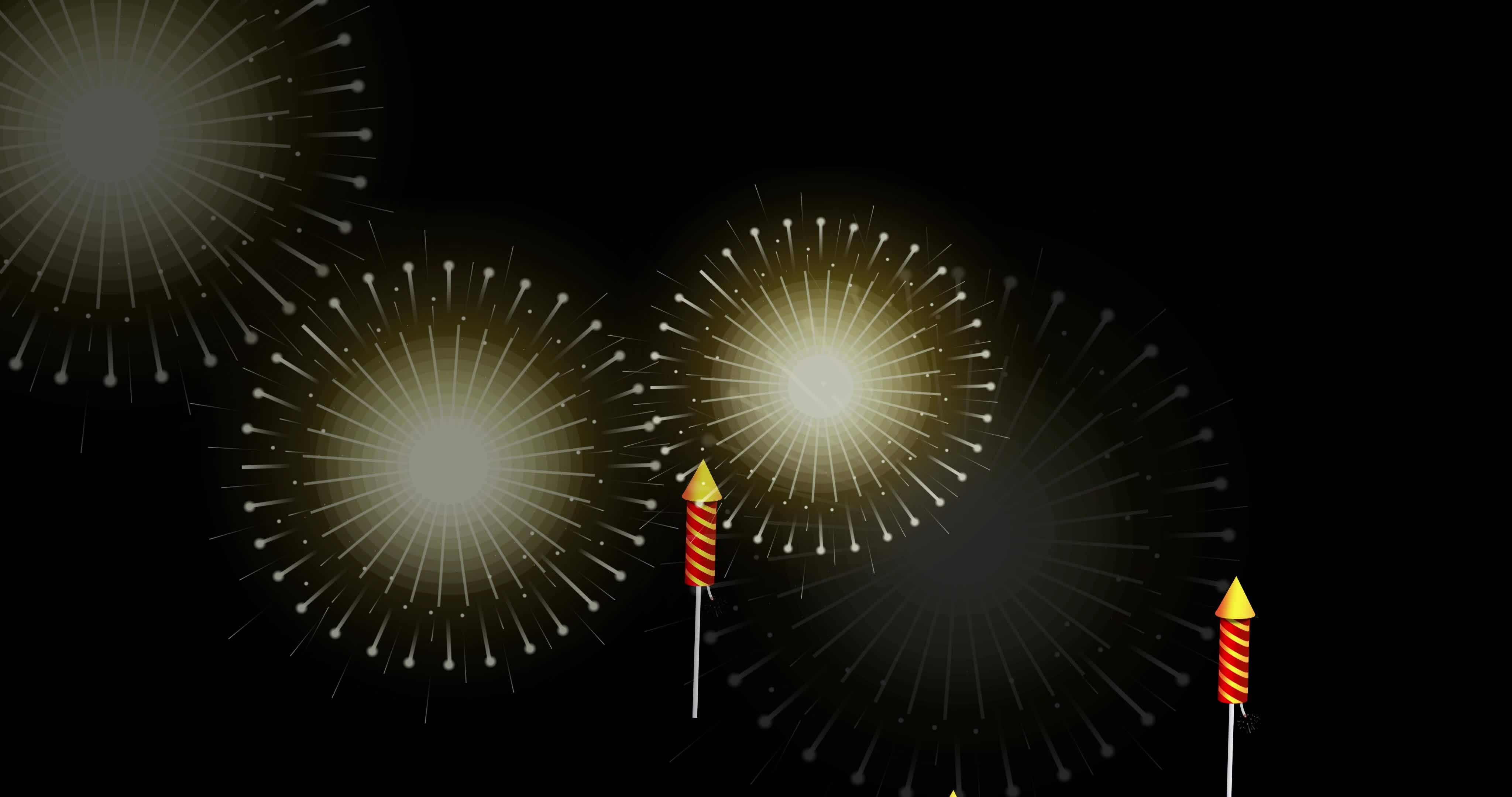Fireworks motion graphics on black background. Diwali Festival