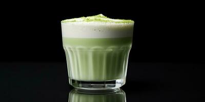 AI Generated. AI Generative. Japanese asian food cup matcha latte art on simple background. Graphic Art photo