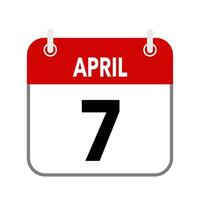 7 April, calendar date icon on white background. vector