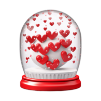 Snow globe with red hearts  ai generative png