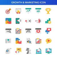 Business growth and marketing icon set. Digital marketing flat icon collection. vector