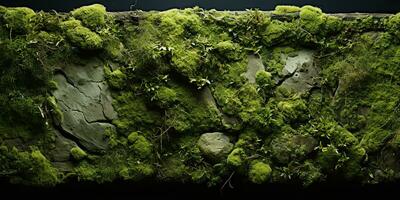 AI Generated. AI Generative. Mossy moss wet texture surface background decoration nature outdoor. Graphic Art photo