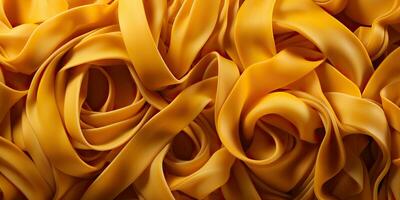 AI Generated. AI Generative. Homemade classic italian spaghetti  pasta tagliatelle noodle top view abstract food background.  Graphic Art photo