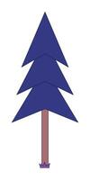 Evergreen coniferous pine 2D linear cartoon object. Spruce tree isolated line vector element white background. Woods nature. Woodland forest. Firtree conifer color flat spot illustration