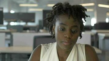 Young African American Female Entrepreneur in Coworking Space video