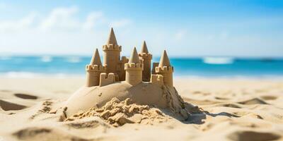 AI Generated. AI Generative. Beautiful fort sand castle. Vacation chill sea ocean vibe. Graphic Art photo