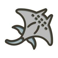 Manta Ray Vector Thick Line Filled Colors Icon For Personal And Commercial Use.