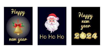 A set of greeting cards for Christmas and New Year vector