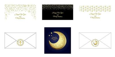 A set of greeting cards for Christmas and New Year vector