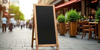 ai generado. ai generativo. tienda restaurante café cartelera burlarse de arriba blanco firmar modelo bandera para promoción. gráfico Arte foto