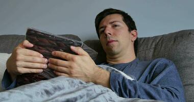 Hungover Nauseous Man Holds Trashcan video