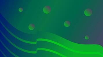 Green wavy abstract background with bubbles vector