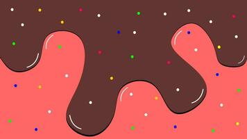 Melting chocolate and strawberry ice cream background with sprinkles . Melting chocolate background with copy space area vector