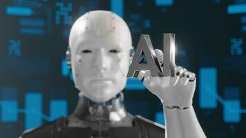artificial inteligencia ai tecnología robot máquina aprendiendo, 3d representación video