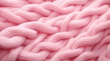 Generative AI, knitted pink sweater texture closeup, magenta or light pink abstract background photo