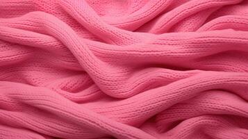 Generative AI, knitted pink sweater texture closeup, magenta or light pink abstract background photo