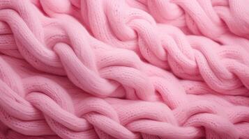 Generative AI, knitted pink sweater texture closeup, magenta or light pink abstract background photo
