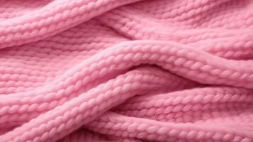 Generative AI, knitted pink sweater texture closeup, magenta or light pink abstract background photo