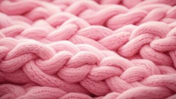 Generative AI, knitted pink sweater texture closeup, magenta or light pink abstract background photo