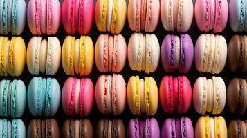 Generative AI, Assortment of macaroons, different french sweet cookies photo