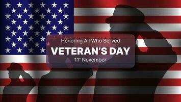 veteran's day banner design with american flag background. vector illustration