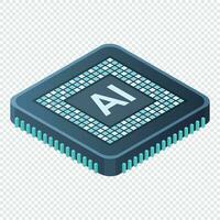 Isometric artificial intelligence chip concept. Artificial intelligence concept. Futuristic microchip processor. Vector illustration