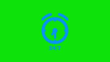 Blue color 24 hours clock fast time passing motion graphic loop animation isolated on green screen background video