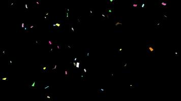 Multicolor Confetti falling loop animation on black background, party celebration background video
