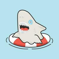 Cute shark ghost inflatable ring vector
