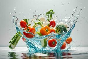 Water splash on vegetables. Pro Photo