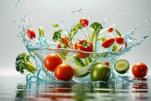 Water splash on vegetables. Pro Photo
