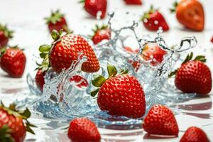 Water splash on strawberry. Pro Photo