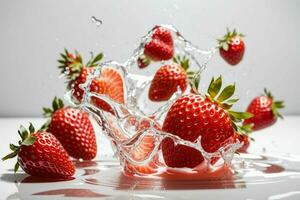 Water splash on strawberry. Pro Photo