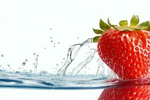 Water splash on strawberry. Pro Photo