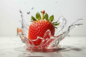 Water splash on strawberry. Pro Photo