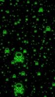 Neon Green Skull Crossbones Fly Through Background video