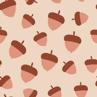 Vector seamless pattern with acorns. Autumn nature pattern in hand drawn style