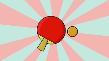 Animation of table tennis bets and balls with a rotating background video