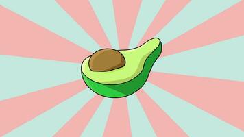 Avocado animation with a rotating background video