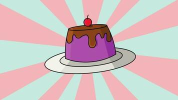 Pudding animation with a rotating background video