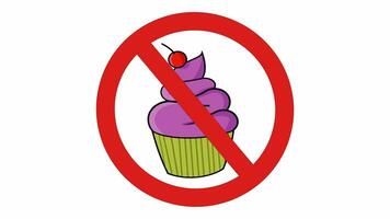 animation of the prohibited eating cupcake logo video