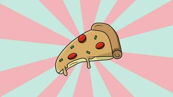 animated pizza with a rotating background video