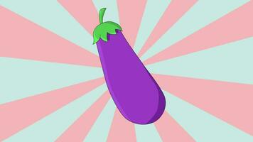 Eggplant animation with a rotating background video