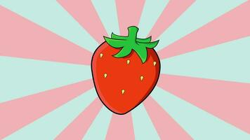 Strawberry animation with a rotating background video