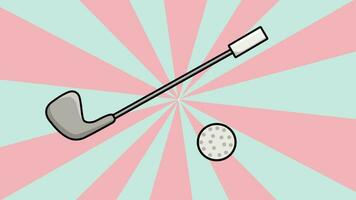 Animation of a golf club and ball with a rotating background video