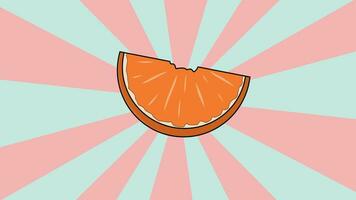 Animation of orange slices with a rotating background video