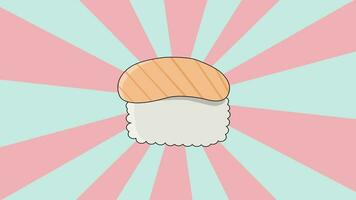 animated sushi with a rotating background video