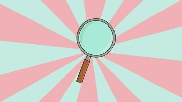 magnifying glass animation with rotating background video