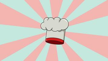 Animation of a chef's hat with a rotating background video