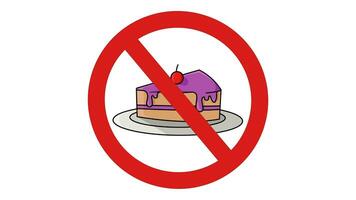 animatie van de verboden aan het eten taart logo video